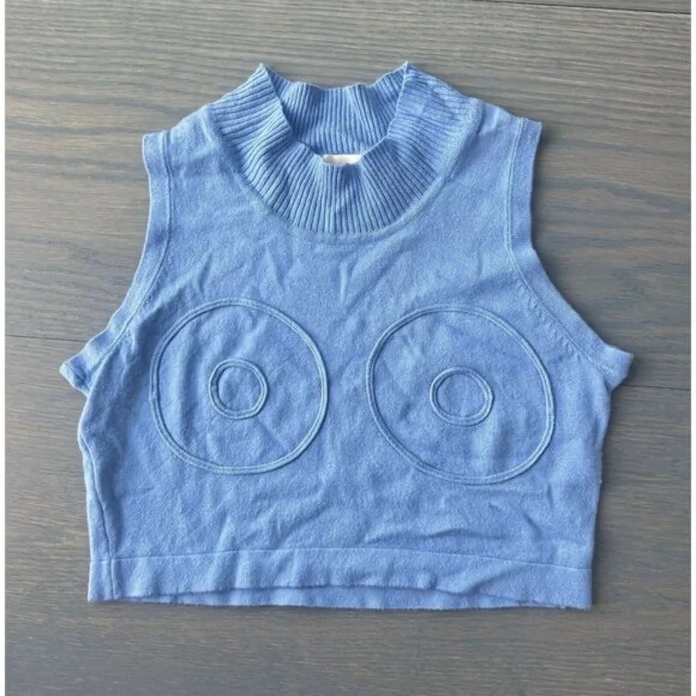 Fashion Brand Company Penelope Gazin Blue Anatomy Crop Top XS - Picture 2 of 6